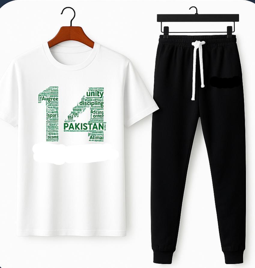 Men Special 14 August Jashny-Azadi T-Shirt  And Trouser