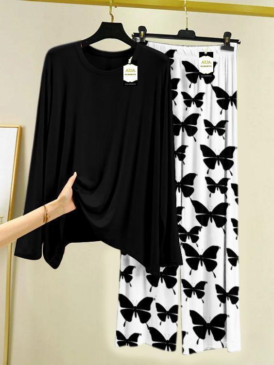 2 Pcs Women's stitched Plain Night Suit