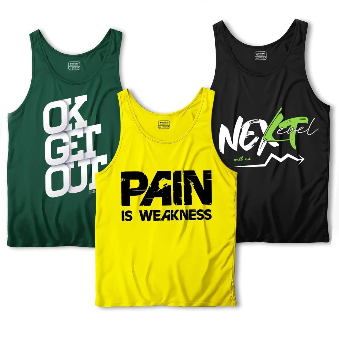 Men's Printed Sando Tranks For Men Pack Of 3 (Be)